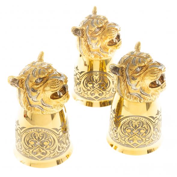 Стопки перевертыши &amp;quot;Тигр&amp;quot; 3 шт 60 мл бронза Златоуст 122950