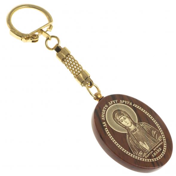 Брелок-оберег с молитвой &amp;quot;Св. мученица Лилия&amp;quot; камень обсидиан 123093