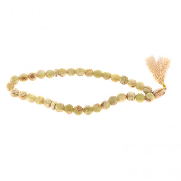 Четки с кисточкой из зеленого оникса 35 бусин круглые 124639