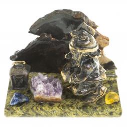 Сувенирная статуэтка &amp;quot;Гном камнерез&amp;quot; бронза камень