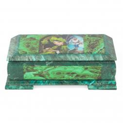 Шкатулка &amp;quot;Хозяйка медной горы&amp;quot; с иллюстрацией под малахит Кд3 24х11х8 см