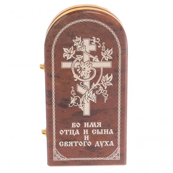 Икона складная &amp;quot;Св. Матрона Московская&amp;quot; арка средняя камень обсидиан 122988