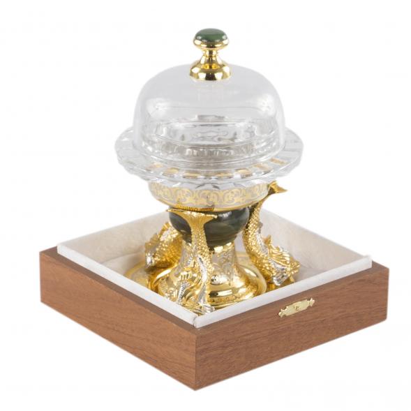 Икорница &amp;quot;Три рыбки&amp;quot; нефрит  Златоуст 113829