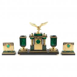Настольный набор из малахита &amp;quot;Орел&amp;quot; Златоуст