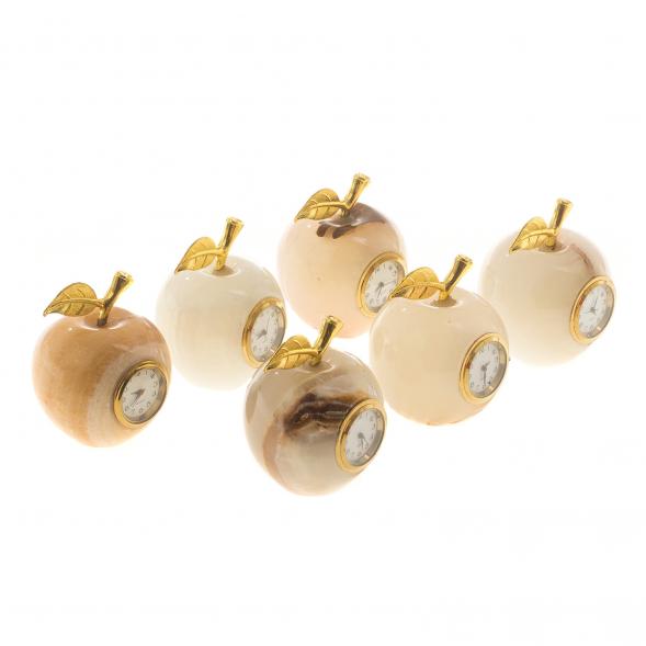 Часы «Яблоко» из бежевого оникса 5×6 см (2) 124640