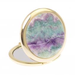 Зеркало круглое камень флюорит цвет золото