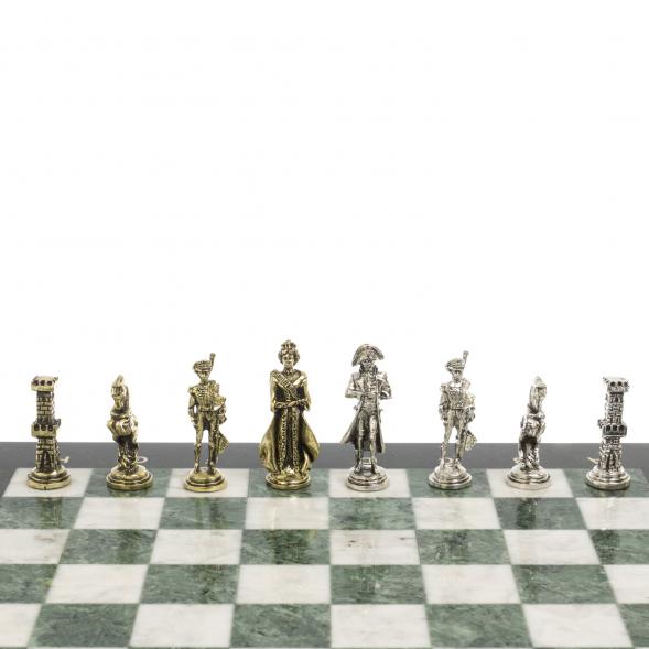 Шахматы &amp;quot;Отечественная война 1812 г.&amp;quot; доска 40х40 см мрамор шабровский змеевик 126824