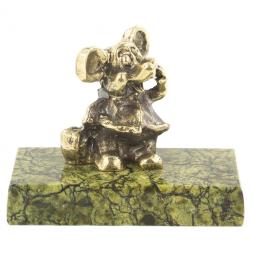 Статуэтка из бронзы и змеевика &amp;quot;Мышка с сумкой&amp;quot;