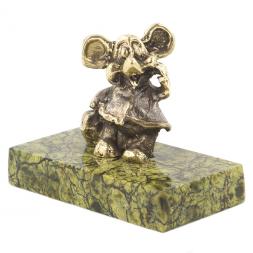 Статуэтка из бронзы и змеевика &amp;quot;Мышка с сумкой&amp;quot;