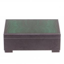 Шкатулка из малахита и долерита 12,5х8,5х4,5 см