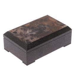 Шкатулка из долерита со вставкой из агата 11х7х4 см