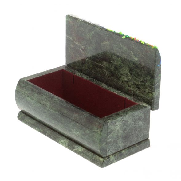 Шкатулка с росписью &amp;quot;Лето. Перекат&amp;quot; змеевик 15х7,5х6 см 127378