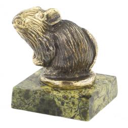 Статуэтка из бронзы и змеевика "Крыса на подставке"