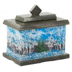 Шкатулка с рисунком из каменной крошки "Зима" 10,5х7х10 см