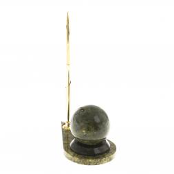 Подставка под ручку с шаром "Антистресс" камень змеевик