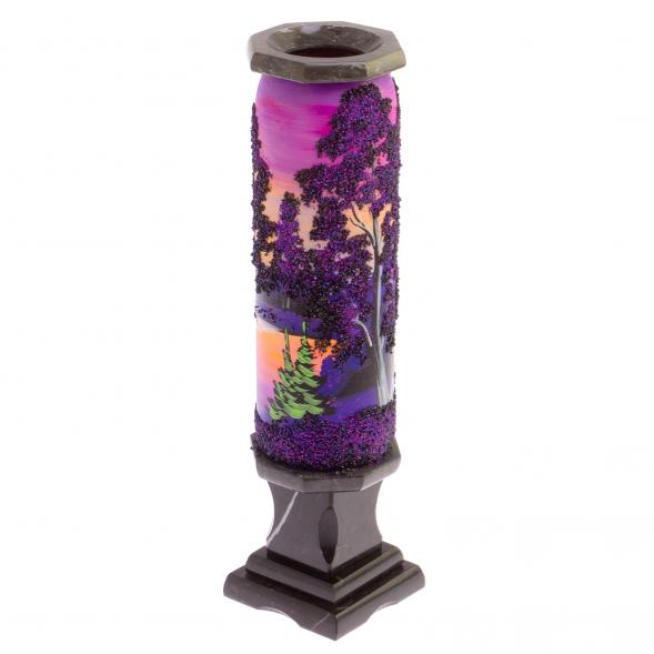 Каменная ваза &amp;quot;Рассвет&amp;quot; черный змеевик 8х8х29 см 125846