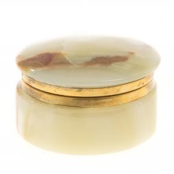 Шкатулка &amp;quot;Круглая&amp;quot; из оникса зелено-коричневая 7,6х5 см (3)