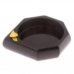 Пепельница из черного змеевика с накладкой