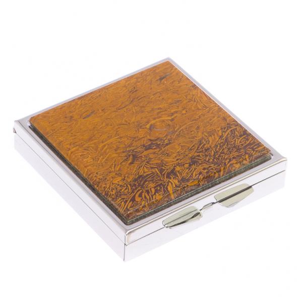 Таблетница на 4 отделения камень змеинная яшма цвет серебро 125930