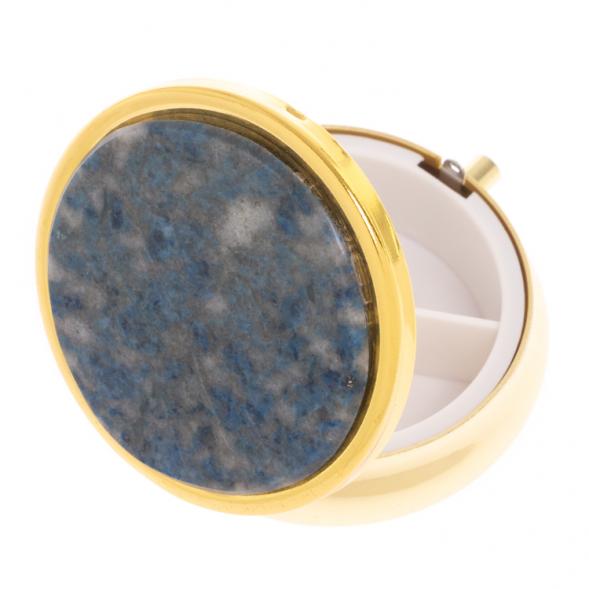 Таблетница на 3 отсека камень иркутский лазурит цвет золото 126529