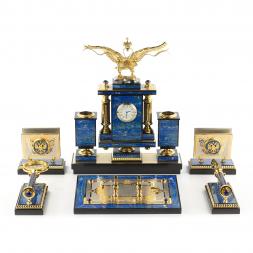 Настольный набор "Двуглавый орел" из лазурита
