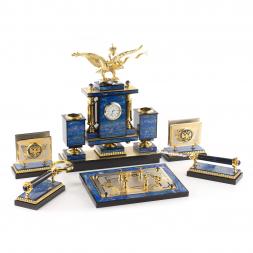 Настольный набор "Двуглавый орел" из лазурита