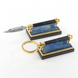 Настольный набор "Двуглавый орел" из лазурита