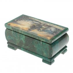 Шкатулка "Зима. Беседка" из змеевика 16х8х7,5 см