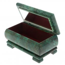 Шкатулка "Зима. Беседка" из змеевика 16х8х7,5 см