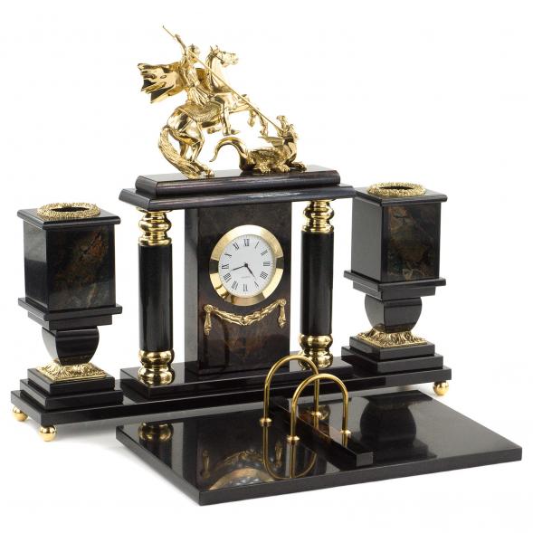 Письменный набор &amp;quot;Георгий Победоносец&amp;quot; камень офиокальцит 120569