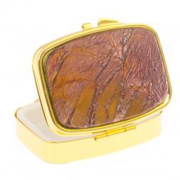 Таблетница на 2 отделения камень яшма цвет золото