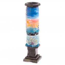 Каменная ваза &amp;quot;Зима&amp;quot; черный змеевик 8х8х29 см