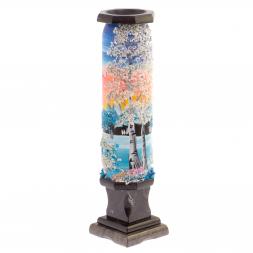 Каменная ваза &amp;quot;Зима&amp;quot; черный змеевик 8х8х29 см