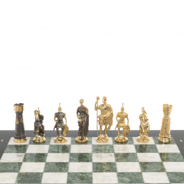 Настольные шахматы &amp;quot;Римские&amp;quot; бронза мрамор шабровский змеевик 40х40 см 126827