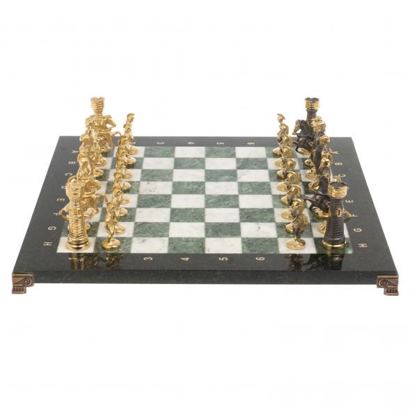 Настольные шахматы &amp;quot;Римские&amp;quot; бронза мрамор шабровский змеевик 40х40 см 126827