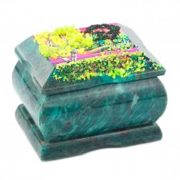 Шкатулка с росписью из каменой крошки "Лето" 8х6х5,5 см