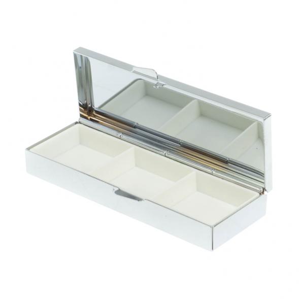 Таблетница на 3 отделения камень жельбертит цвет серебро 127853