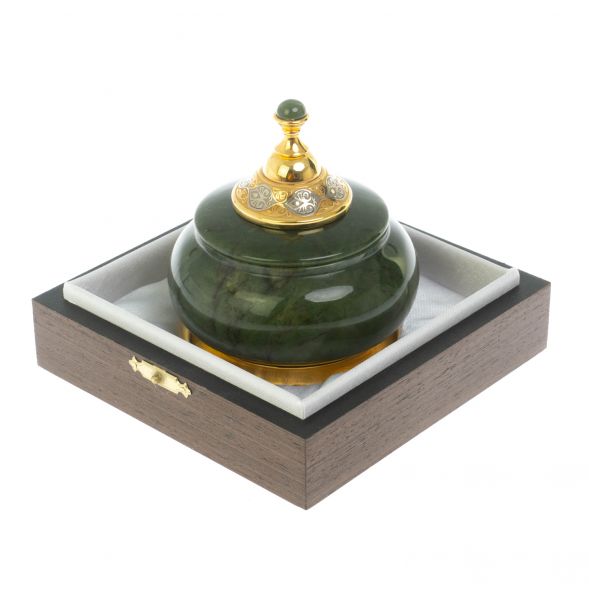 Сахарница / солонка из нефрита Златоуст 200 мл 9,5х9,5х10,5 см 128621