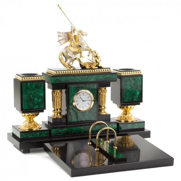 Настольный набор &amp;quot;Георгий Победоносец&amp;quot; малахит 120571