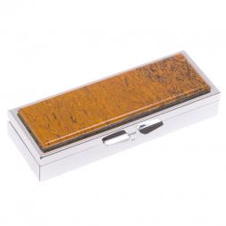 Таблетница на 3 отделения камень змеиная яшма цвет серебро