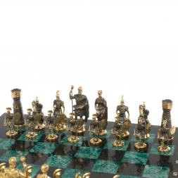 Настольные шахматы "Римские" бронза шабровский змеевик 40х40 см