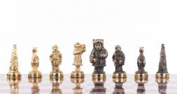 Шахматы бронзовые "Народы севера" доска каменная 40х40 см