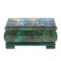 Шкатулка "Зимний рассвет" из змеевика 16х8х7,5 см