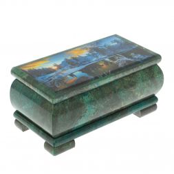 Шкатулка "Зимний рассвет" из змеевика 16х8х7,5 см