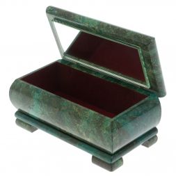 Шкатулка "Зимний рассвет" из змеевика 16х8х7,5 см