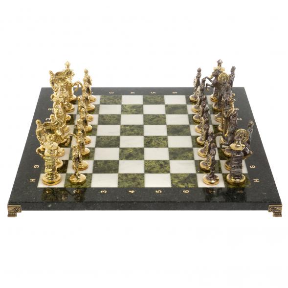 Шахматы подарочные &amp;quot;Богатыри&amp;quot; из мрамора и змеевика 44х44 см 129645