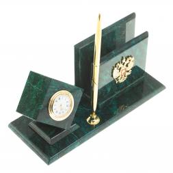 Письменный набор &amp;quot;Герб РФ&amp;quot; камень змеевик