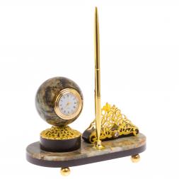 Визитница с часами из офиокальцита