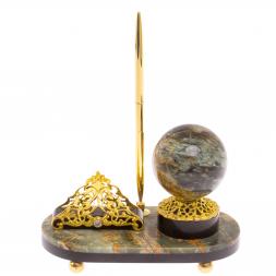 Визитница с часами из офиокальцита