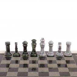Шахматы с гравировкой "Турнирные" доска 36х36 змеевик серый мрамор